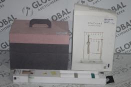 Assorted Items to Include Stackers Jewellery Hanger, Pink and Grey Storage Box and 2 Umbra Flip Coat