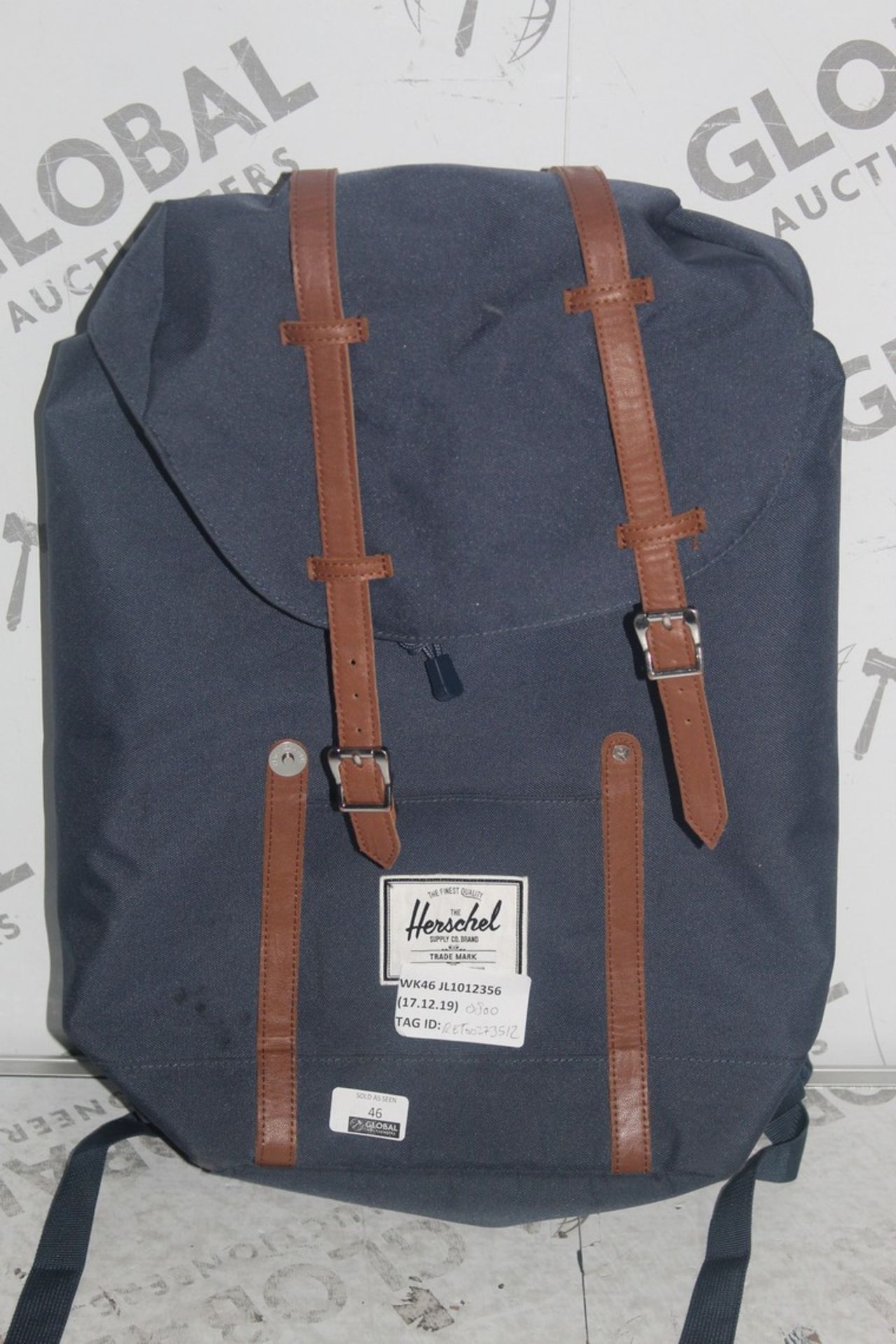 Herschel Navy Blue Backpack RRP £80 (RET00273512) (Public Viewing and Appraisals Available)