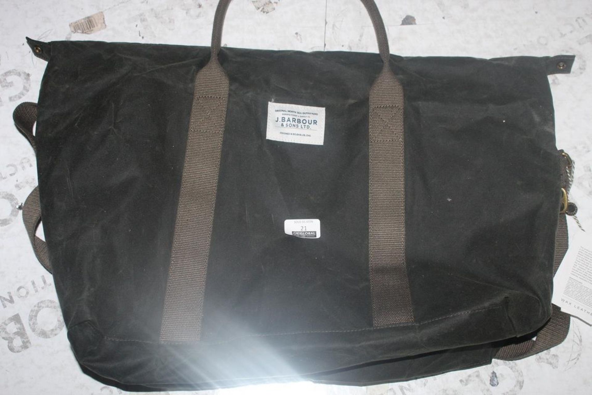 Olive Green Barbour International Waxed Cotton Travel Bag RRP £90 (3715513) (Public Viewing and