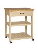 Boxed Cotswold Cream and Natural Wooden Butchers Trolley RRP £175 (Public Viewing and Appraisals
