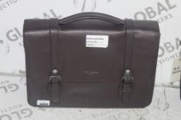 Ted Baker Brown Leather Briefcase Style Laptop Bag RRP £140 (RET00705490) (Public Viewing and