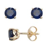 Sapphire Earrings in Yellow Gold, Metal 9ct Yellow Gold, Weight (g) 1.2, Diamond Weight (ct) 0.5,