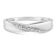 9CT White Gold Diamond Band with Twist, Size N, Metal 9ct White Gold, Weight (g) 2.1, Diamond Weight