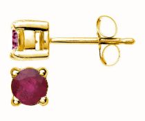Ruby Earrings in Yellow Gold, Metal 9ct Yellow Gold, Weight (g) 1.2, Diamond Weight (ct) 0.5, Size
