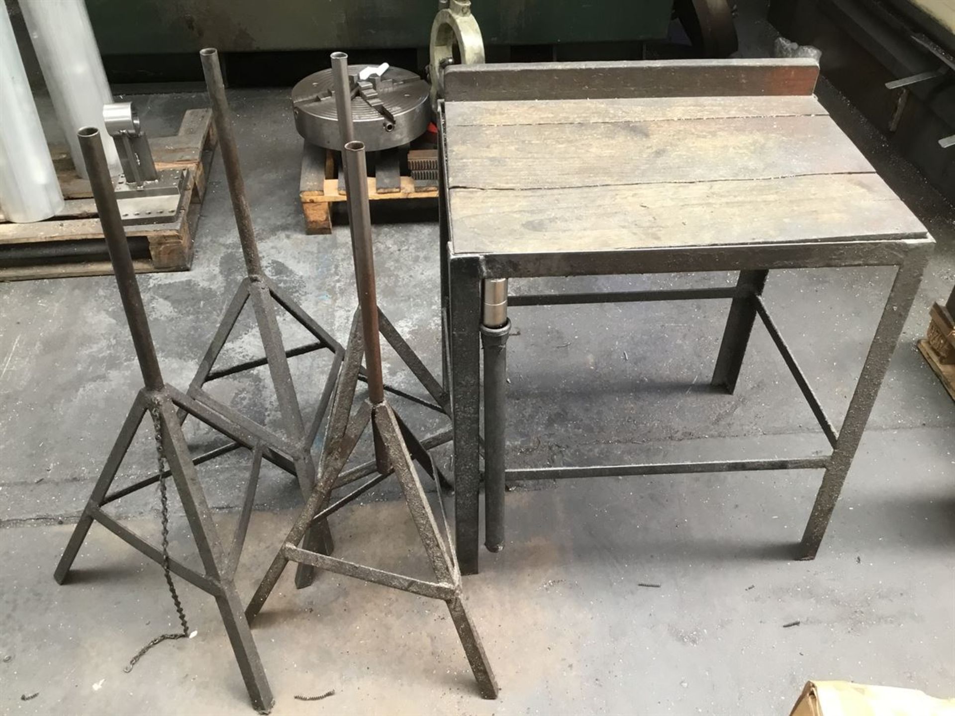 Metal Framed Work Table & 3 Stands