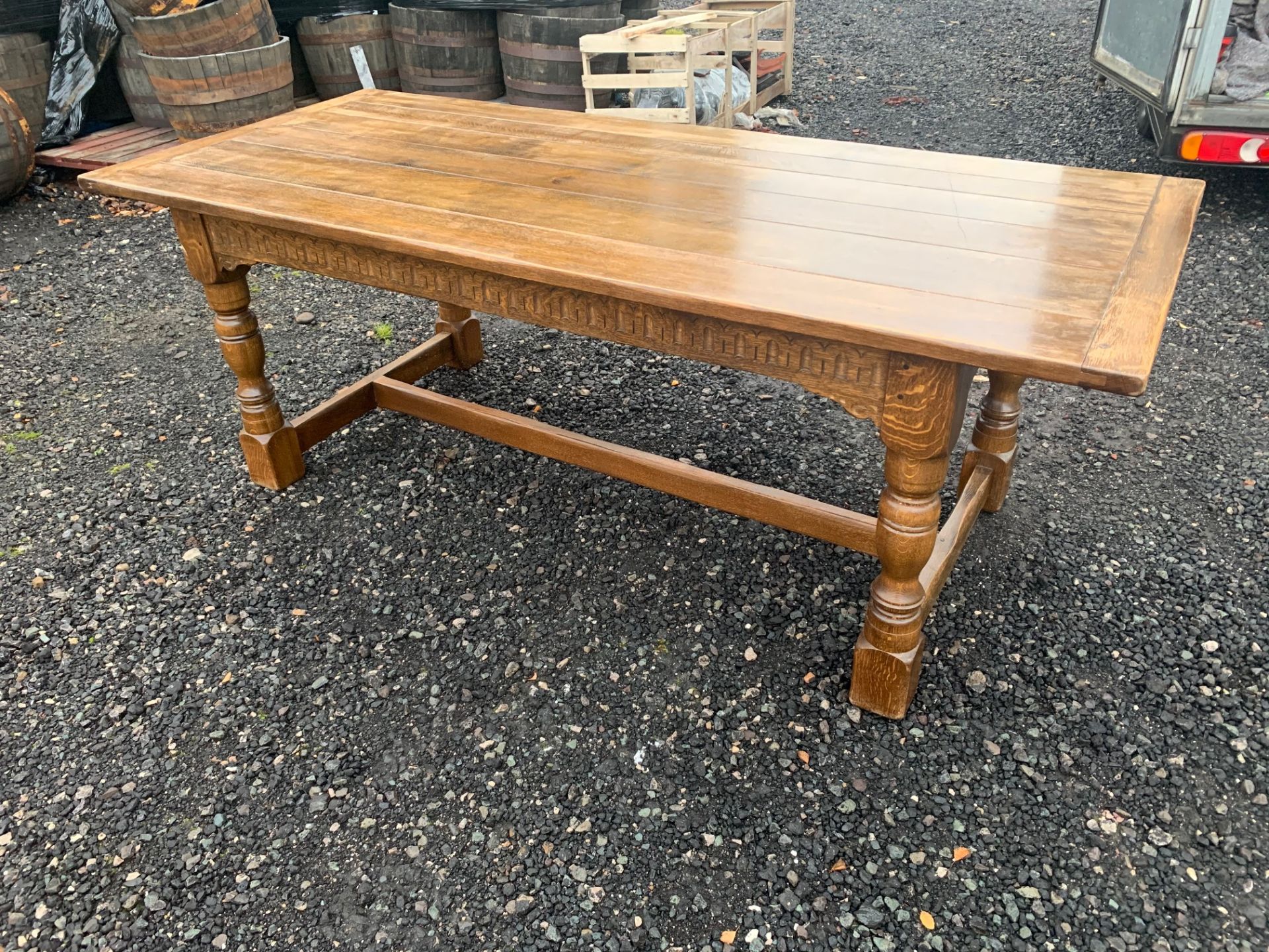 HIGH QUALITY SOLID OAK 7FT LONG REFECTORY TABLE