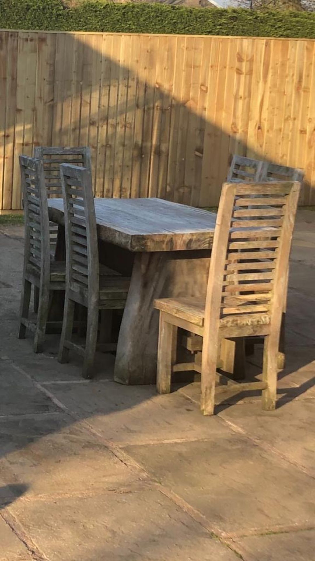 QUALITY LIVE EDGE NEW SUARWOOD HEAVY DUTY SOLID STRONG OUTDOOR TABLE AND 6 CHAIRS