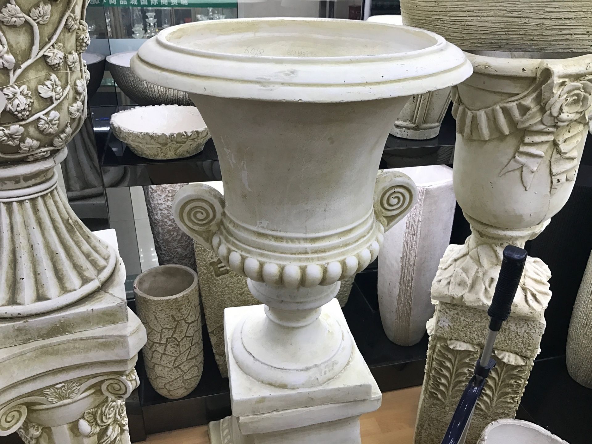 CRATED BOXED LARGE RESIN GARDEN URN