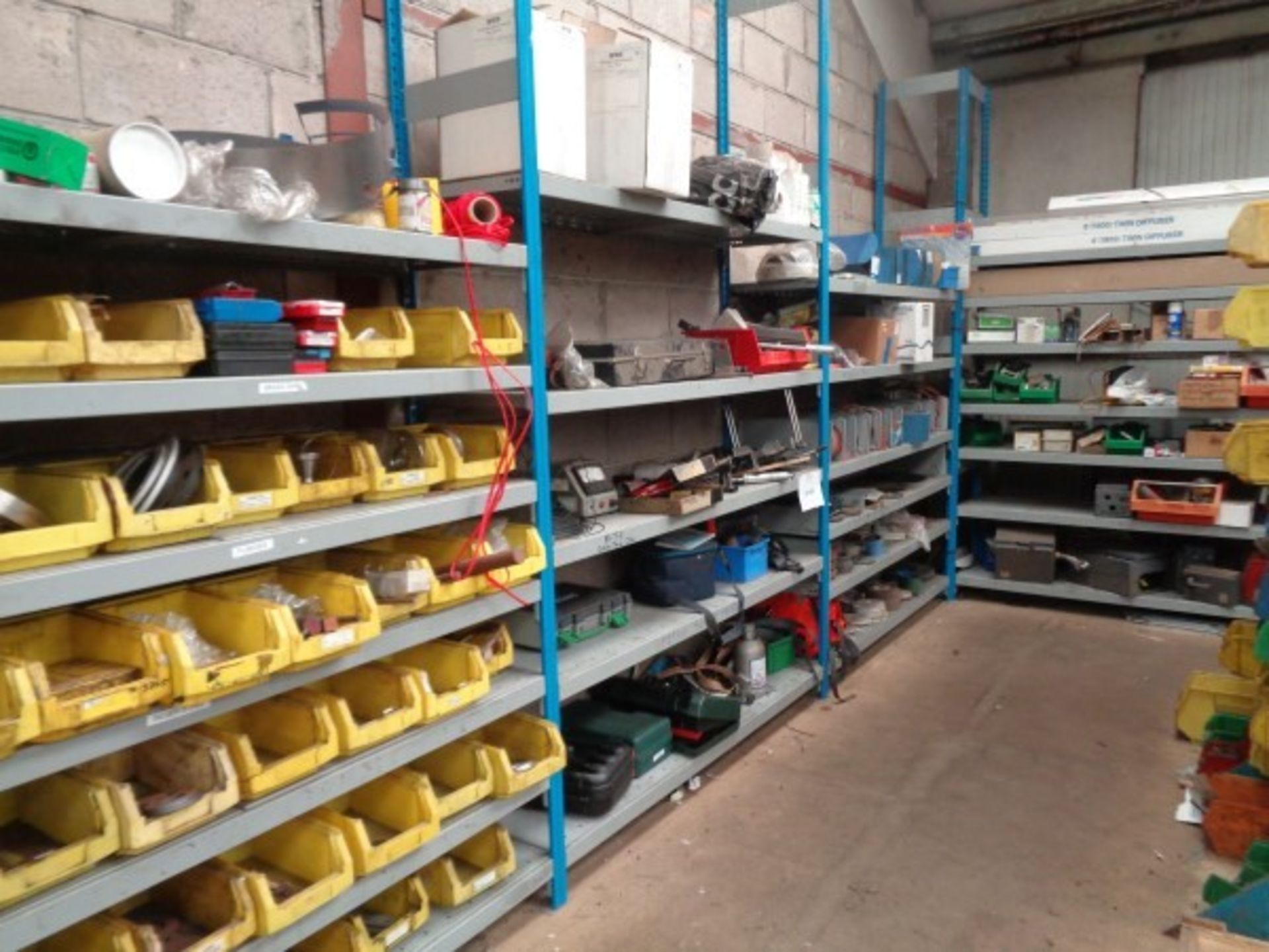 6 x bays of shelving and contents as lotted