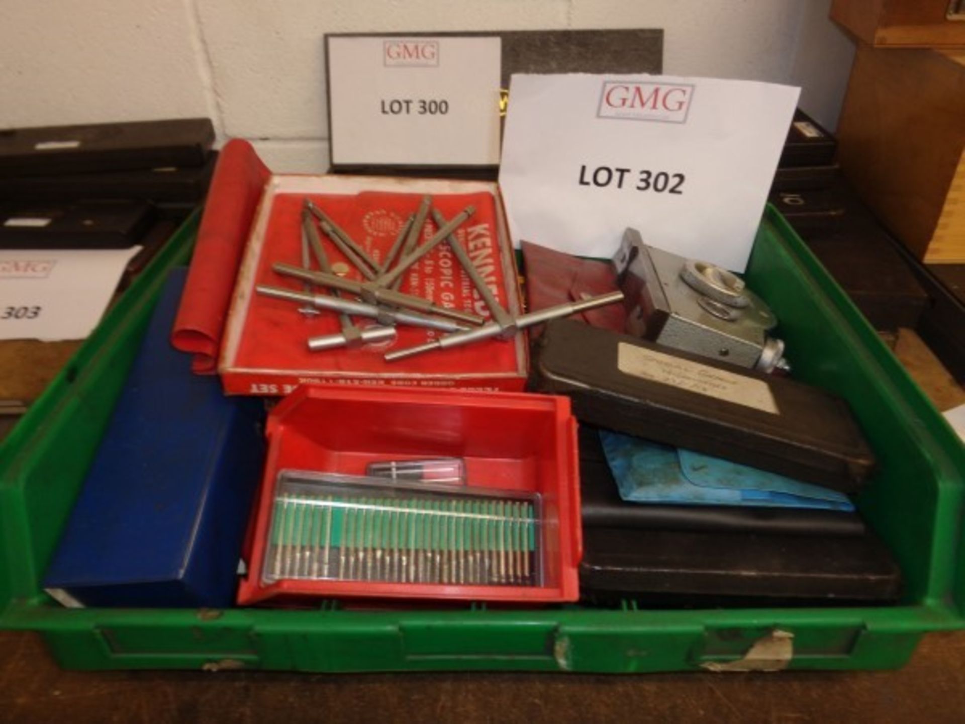 Box of various measuring equipment