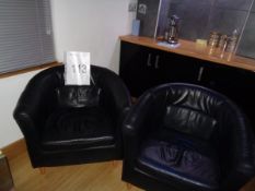 4 x Brown faux leather tub chairs