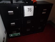 3 x Black three drawer filing cabinets