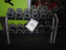 12 x Dumb bell lifting weights and storage rack