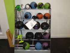 16 x various Reebok ball weights and rack