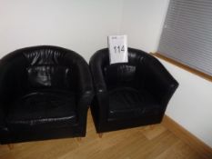 2 x Brown faux leather tub chairs