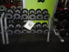 12 x Dumb bell lifting weights and storage rack