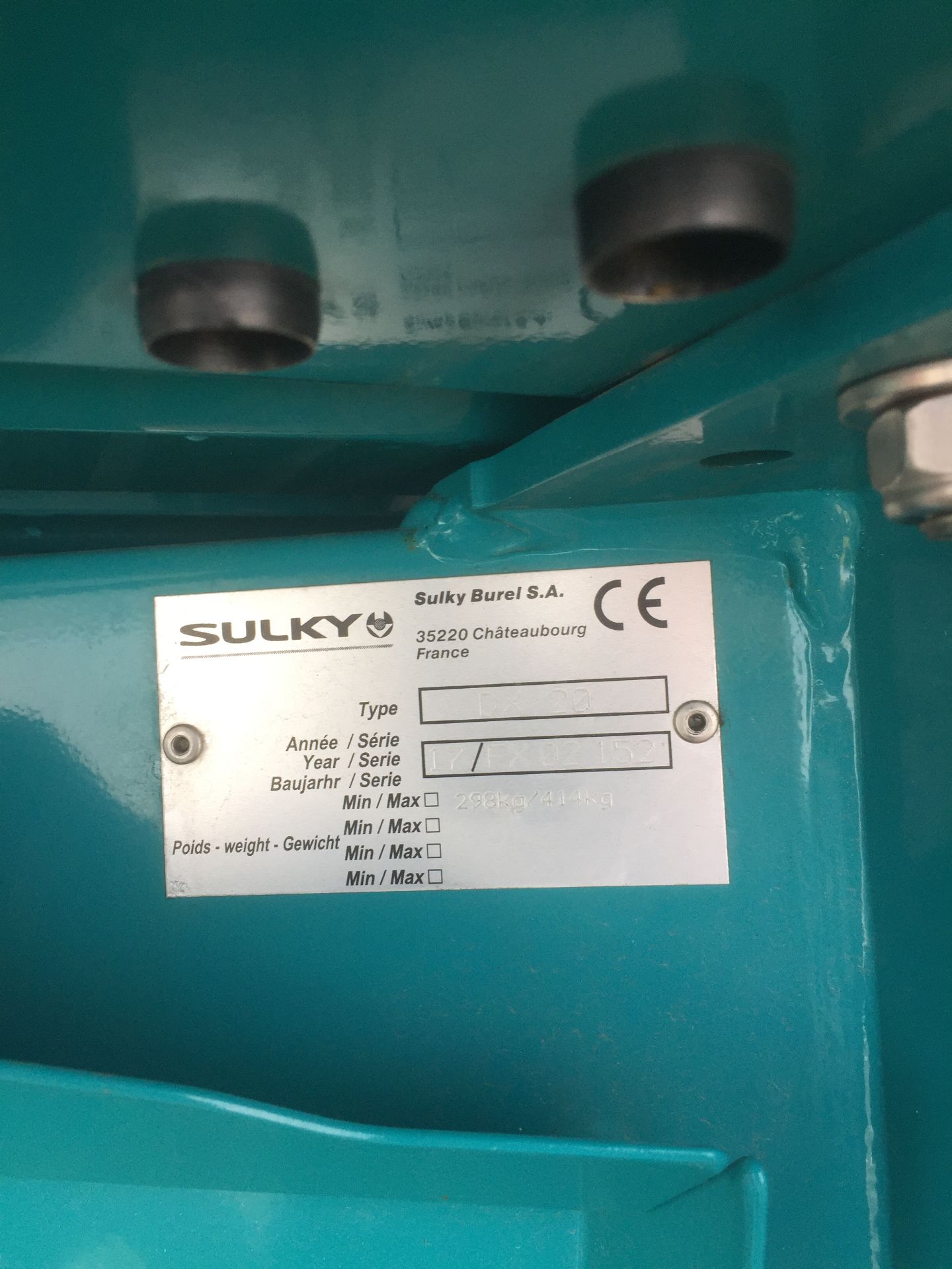 Sulky DX20 t win disc fertilizer spinner with cover (unused), Serial No. 17/FX02152 (2017) - Image 4 of 4