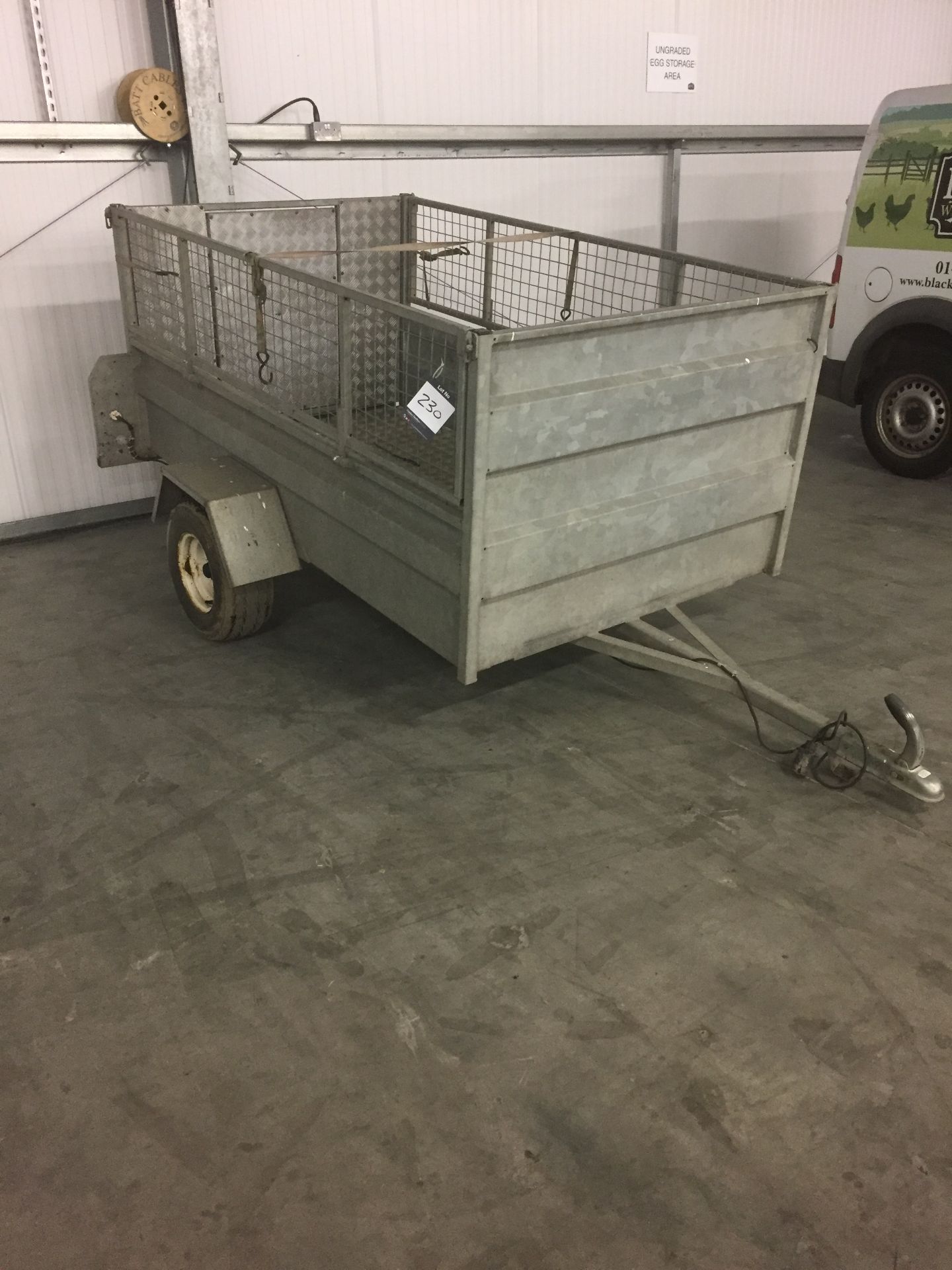 Steel single axle sheep trailer, 2200mm x 1300mm