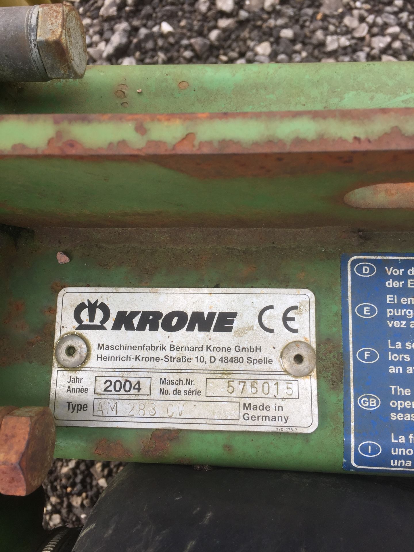 Krone AM283 CV 9' mower conditioner, Serial No. 576015 (2004) - Image 3 of 3