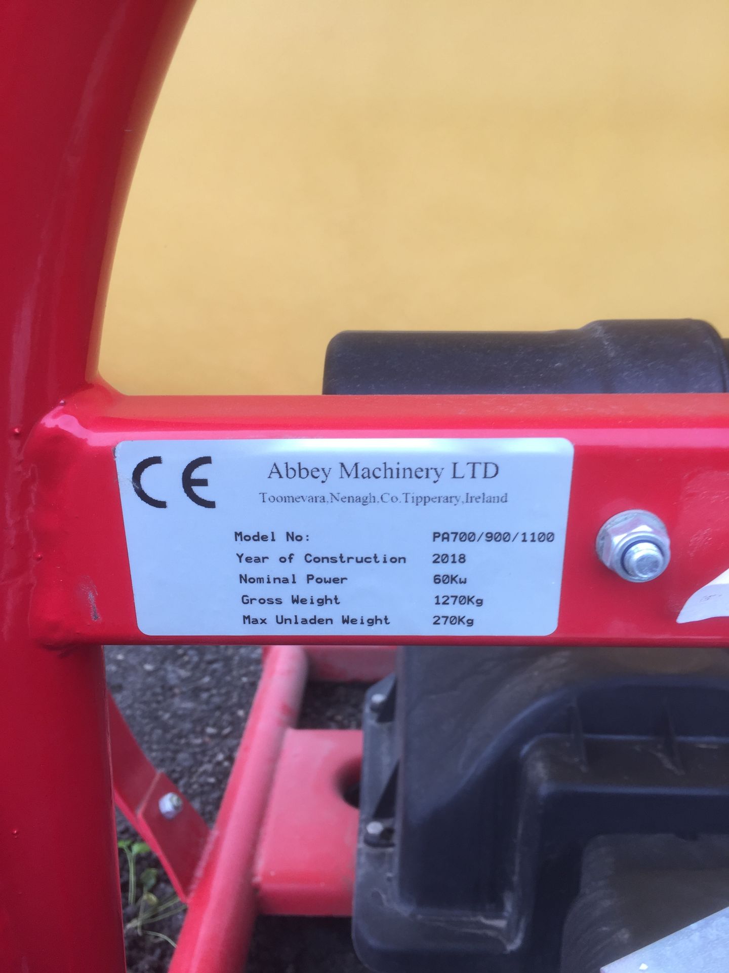 Abbey Machinery PA700/900/1100 wag tail fertilizer spinner (unused), Serial No. 57171 (2018) - Image 3 of 3