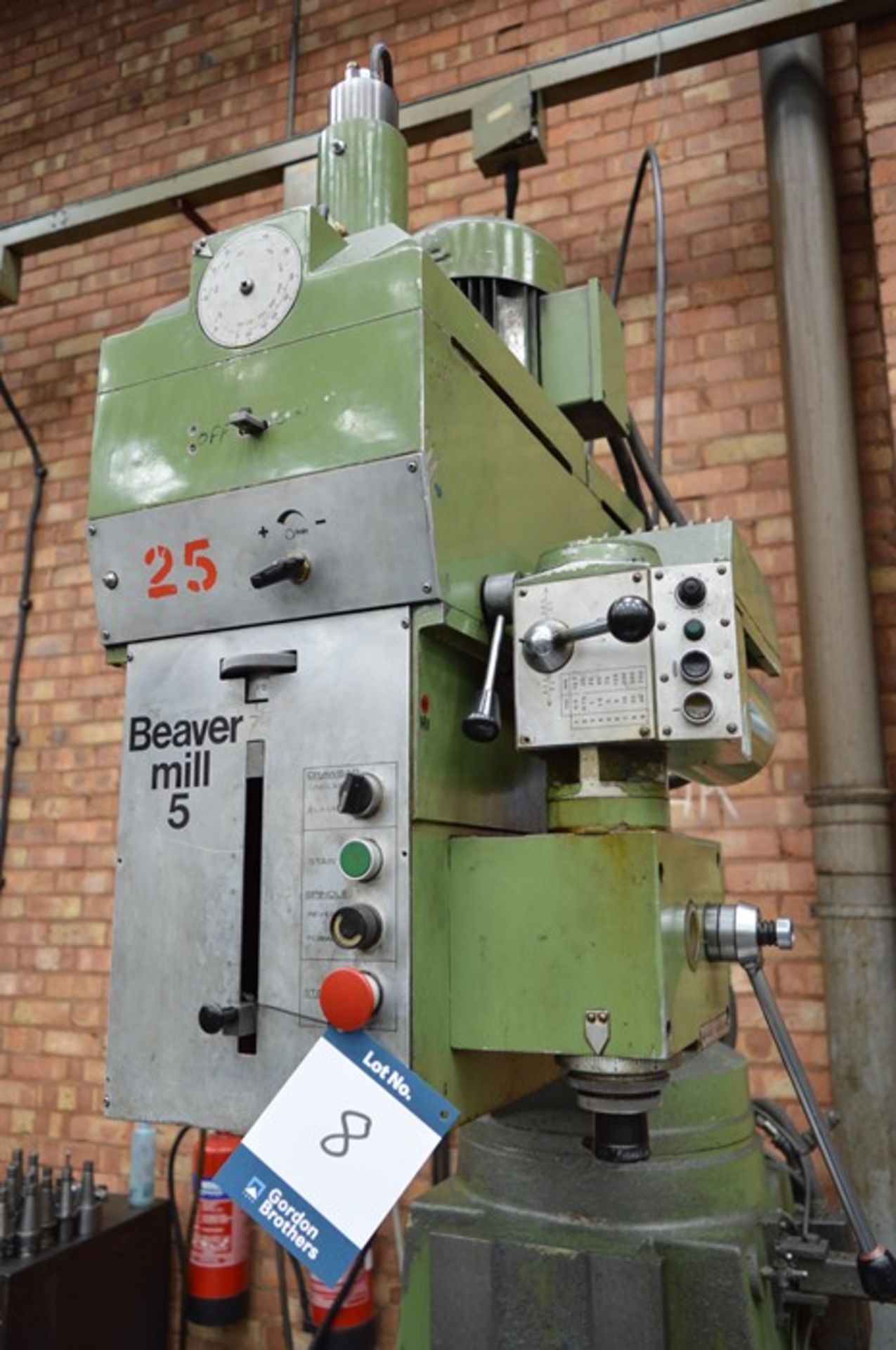 Beaver, Mill 5 turret head milling machine with Electronica EL400 two axis DRO, table size: 56" x - Image 5 of 8