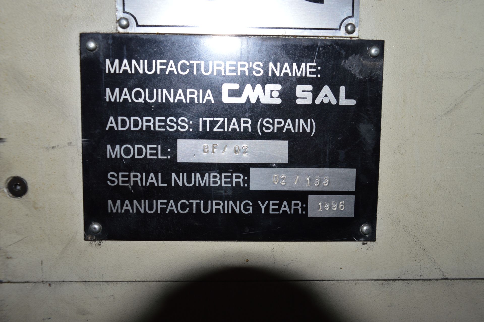 CME, BF-02 CNC bed type milling machine, Serial No. 02/133 (1996) with Heidehain CNC controls, - Image 10 of 10