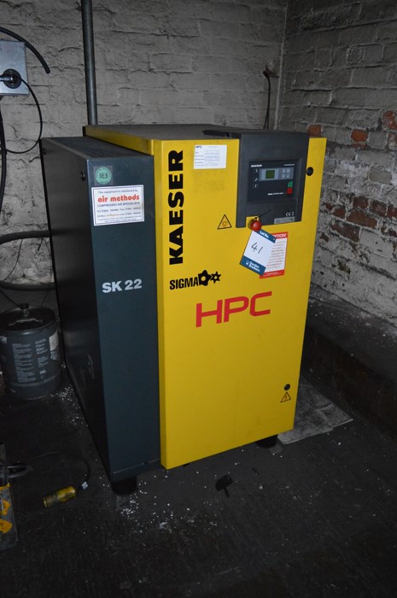 HPC Kaeser, Sigma SK22 packaged screw compressor, Serial No. 1509 (2012) Capacity: 8 bar