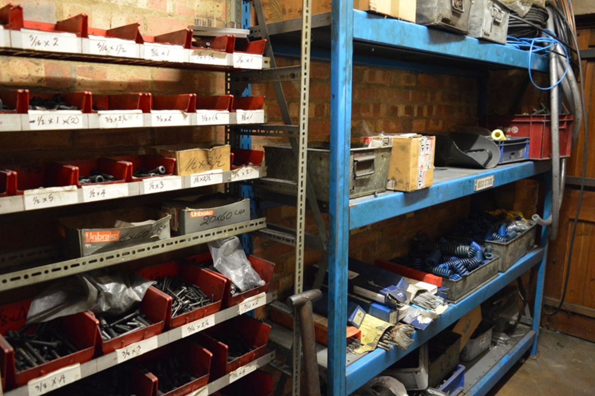 Contents of store room to include: Various metric and imperial bolts; dowel pins; grinding wheels; - Image 2 of 6