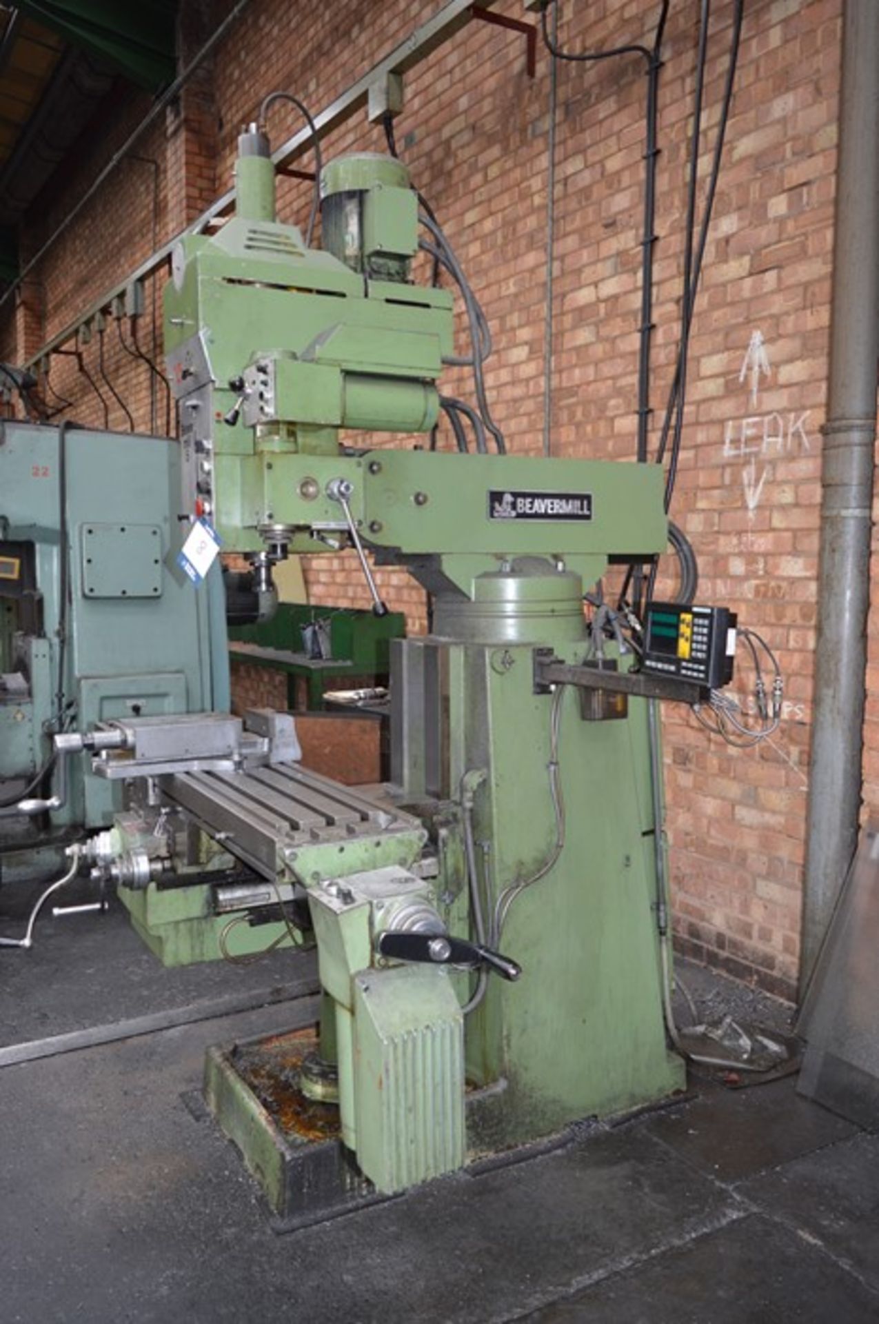 Beaver, Mill 5 turret head milling machine with Electronica EL400 two axis DRO, table size: 56" x - Image 2 of 8