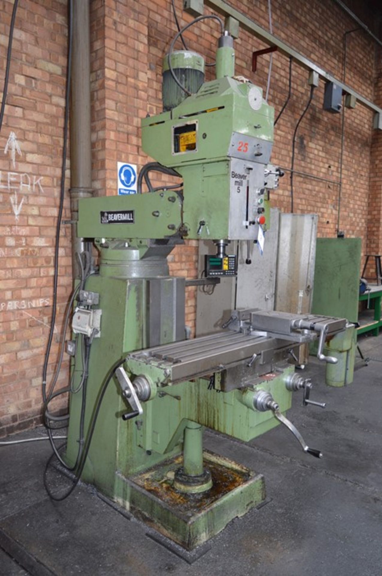 Beaver, Mill 5 turret head milling machine with Electronica EL400 two axis DRO, table size: 56" x - Image 3 of 8