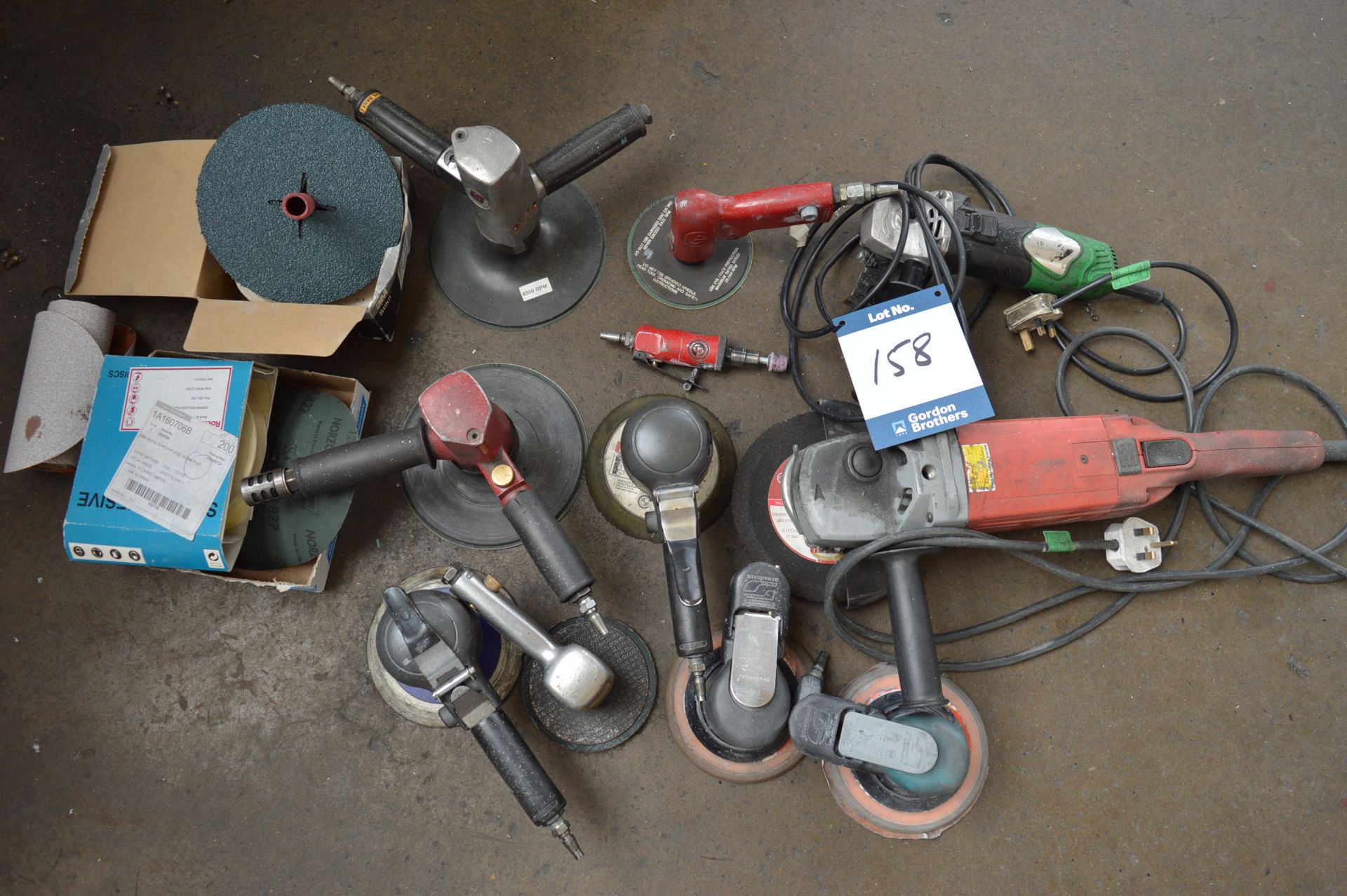 Various electric and pneumatic grinders, as lotted