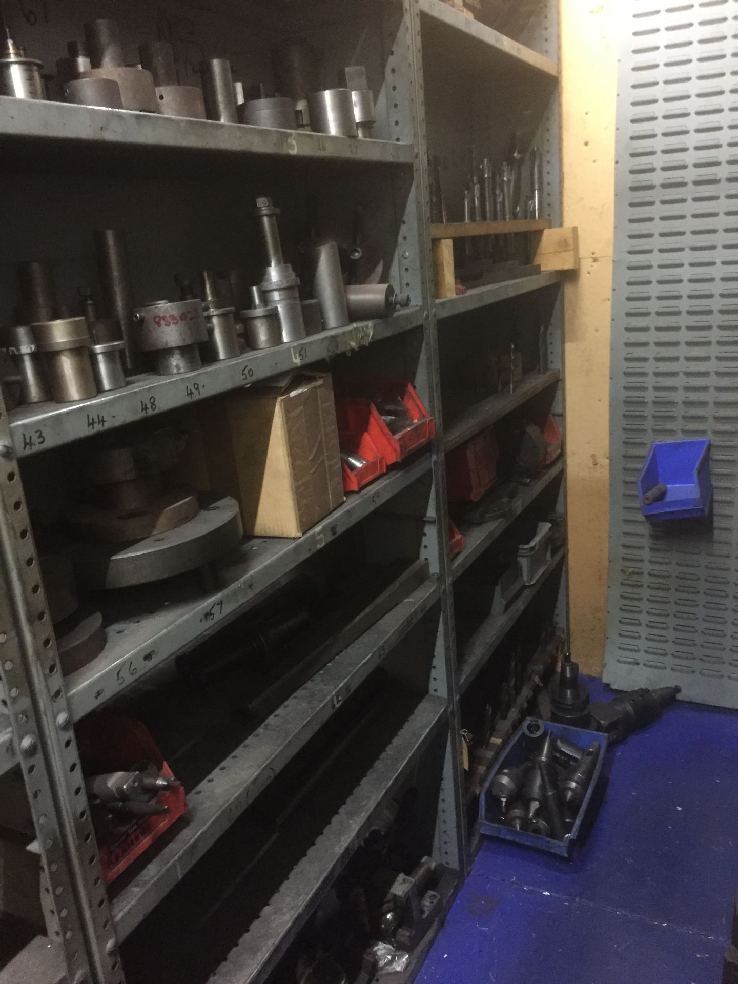 Contents of tool room including drills, reamers, collets and tool holders (includes all shelving and - Image 2 of 5