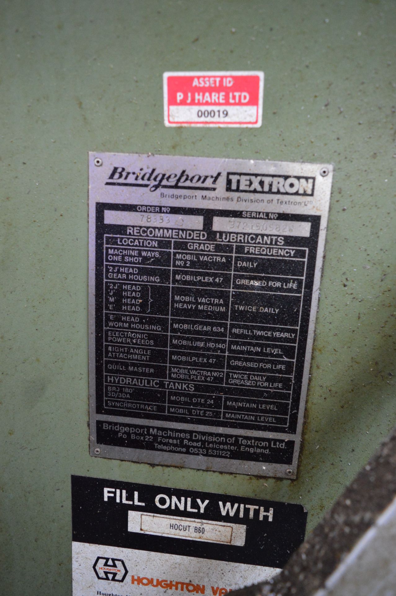 Bridgeport ,Series I 2HP Textron vertical 2-axis milling machine, Serial No. 372150582W with - Image 6 of 6