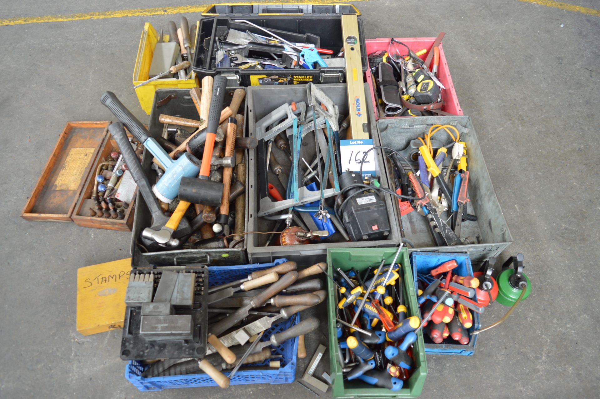 Various saws, hammers, filers, screw drivers etc., as lotted