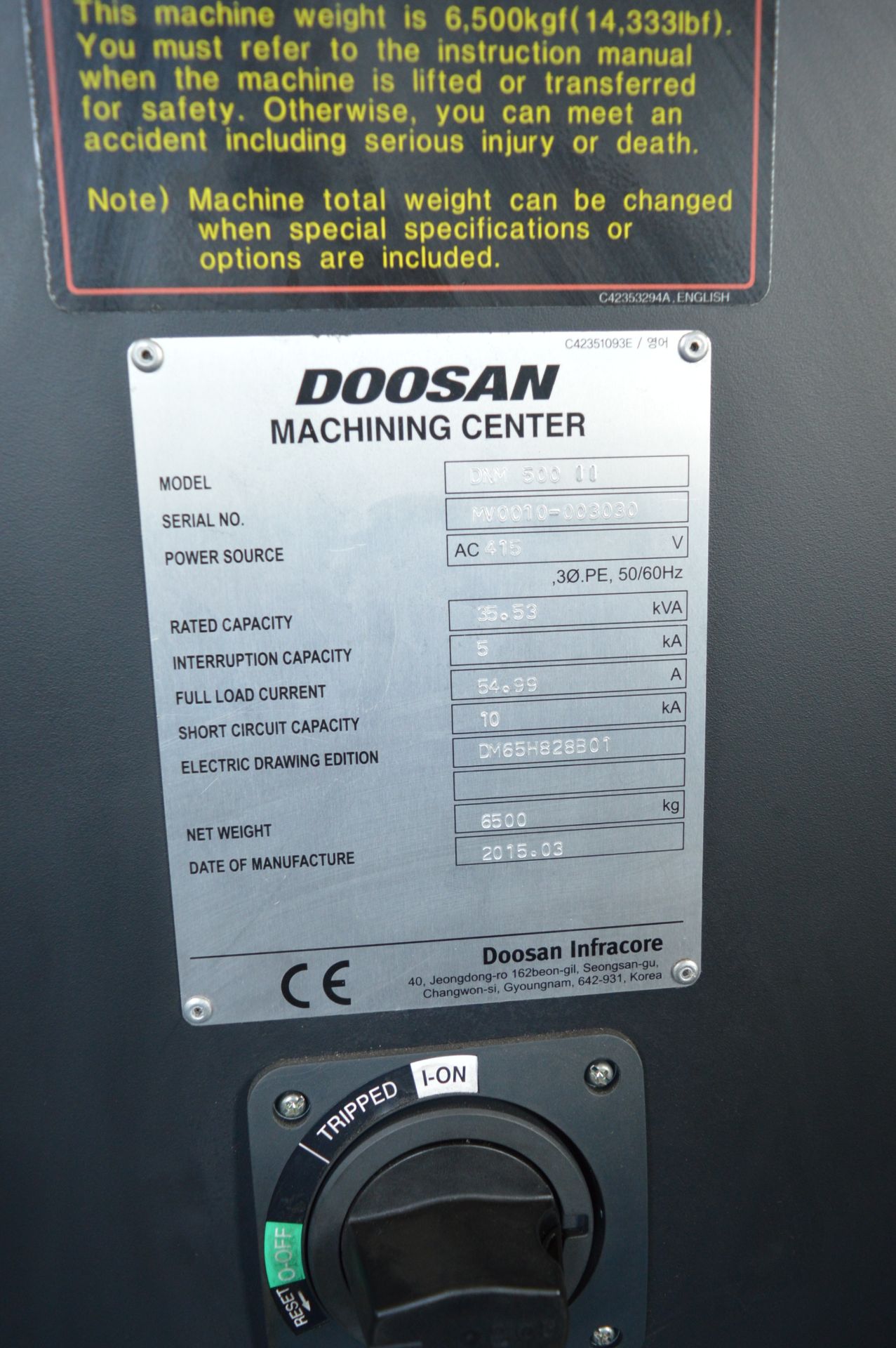 Doosan, DNM 500 II, CNC vertical machining centre, Serial No. MV0010-003030 (2015) 30-head auto tool - Image 12 of 15