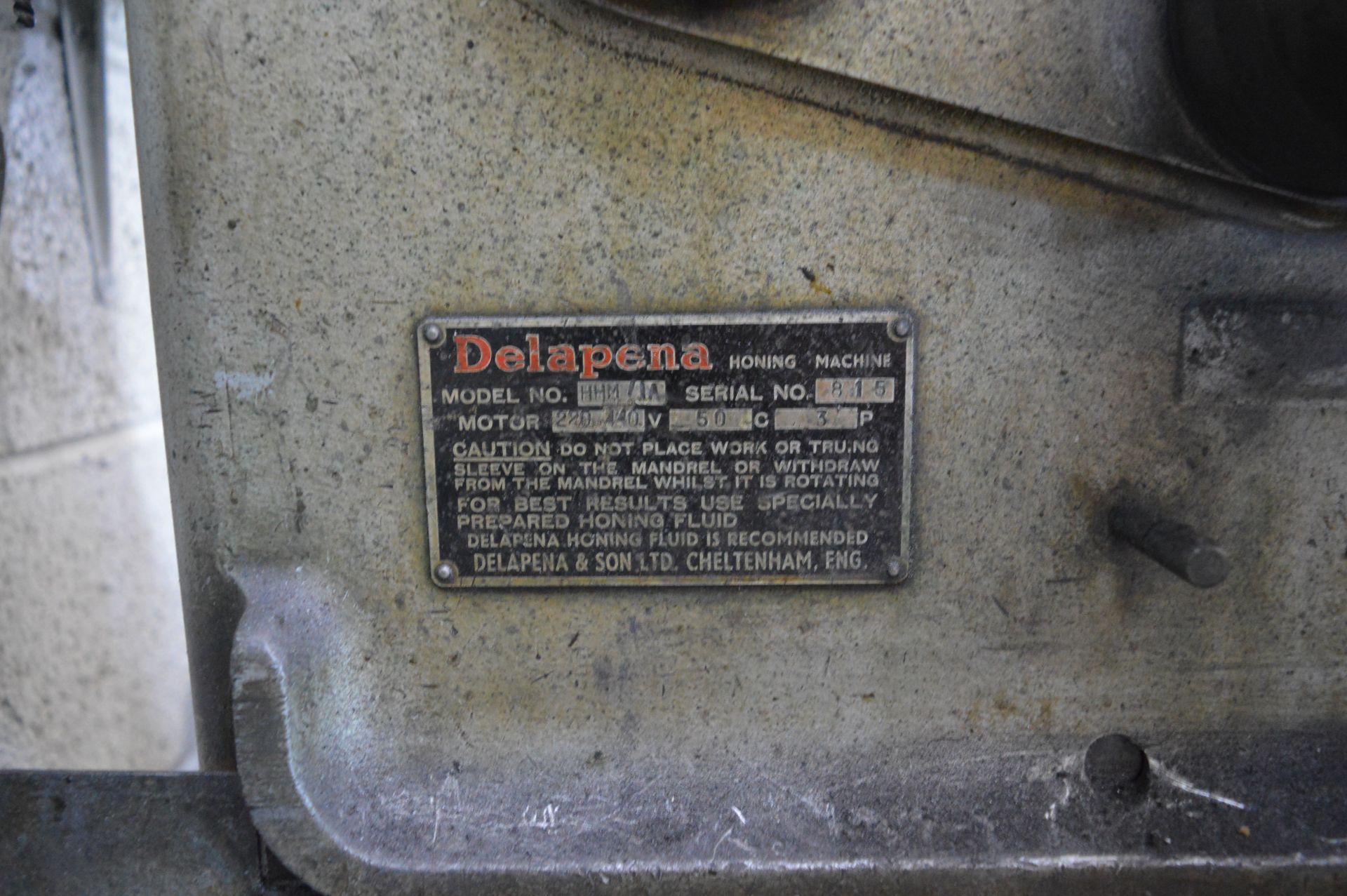 Delapena, HHM/1A, treadle operated honing machine, Serial No. 815 - Image 3 of 3