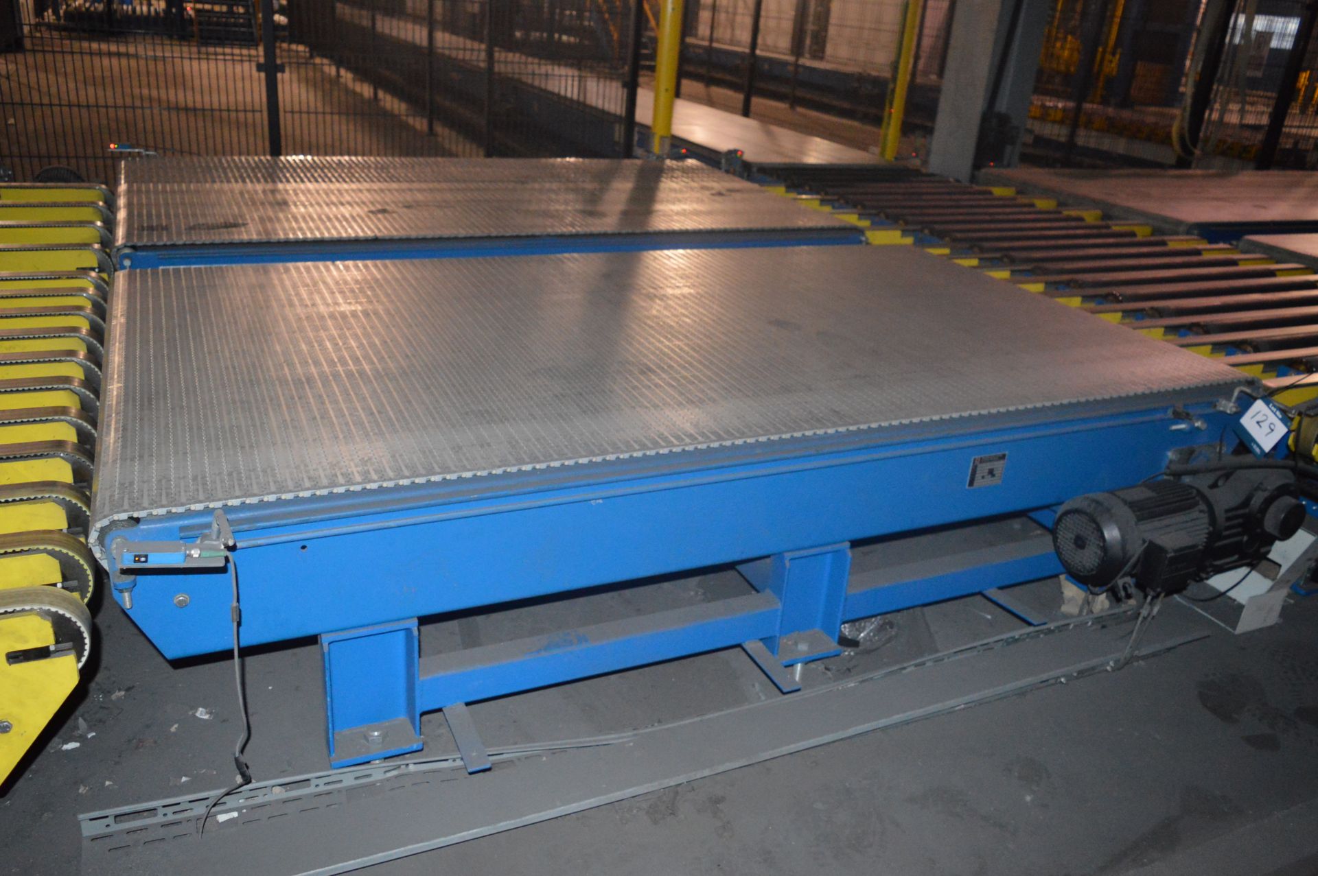 2 x Kraft, motorised modular plastic belt conveyors (2006) 2.6m (l) x 1.4m (w) (Due to the