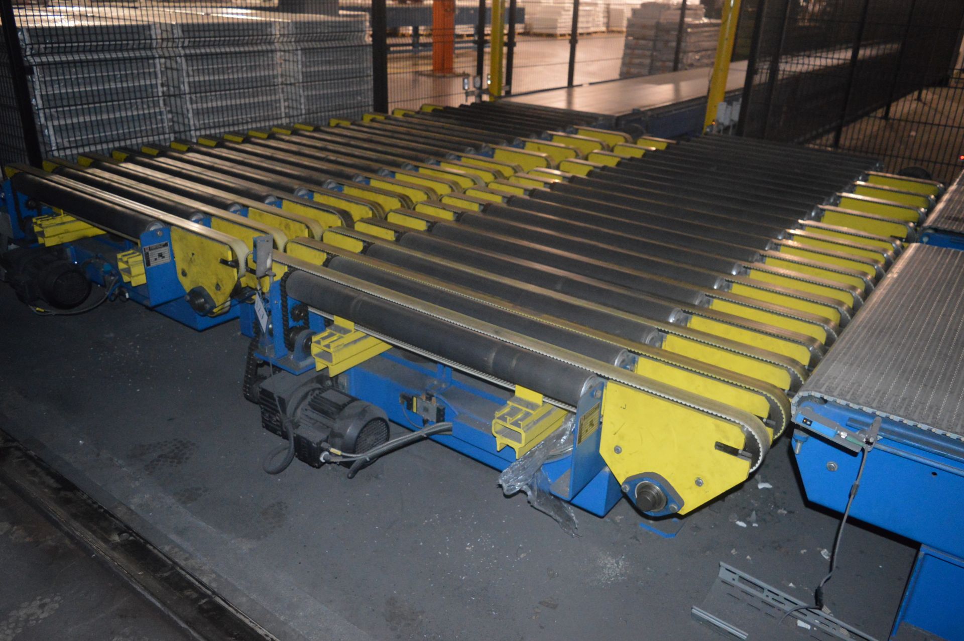 3 x Kraft, cross transfer motorised conveyors (2006) 3.5m (l) x 1.7m (w) (Due to the complexity of