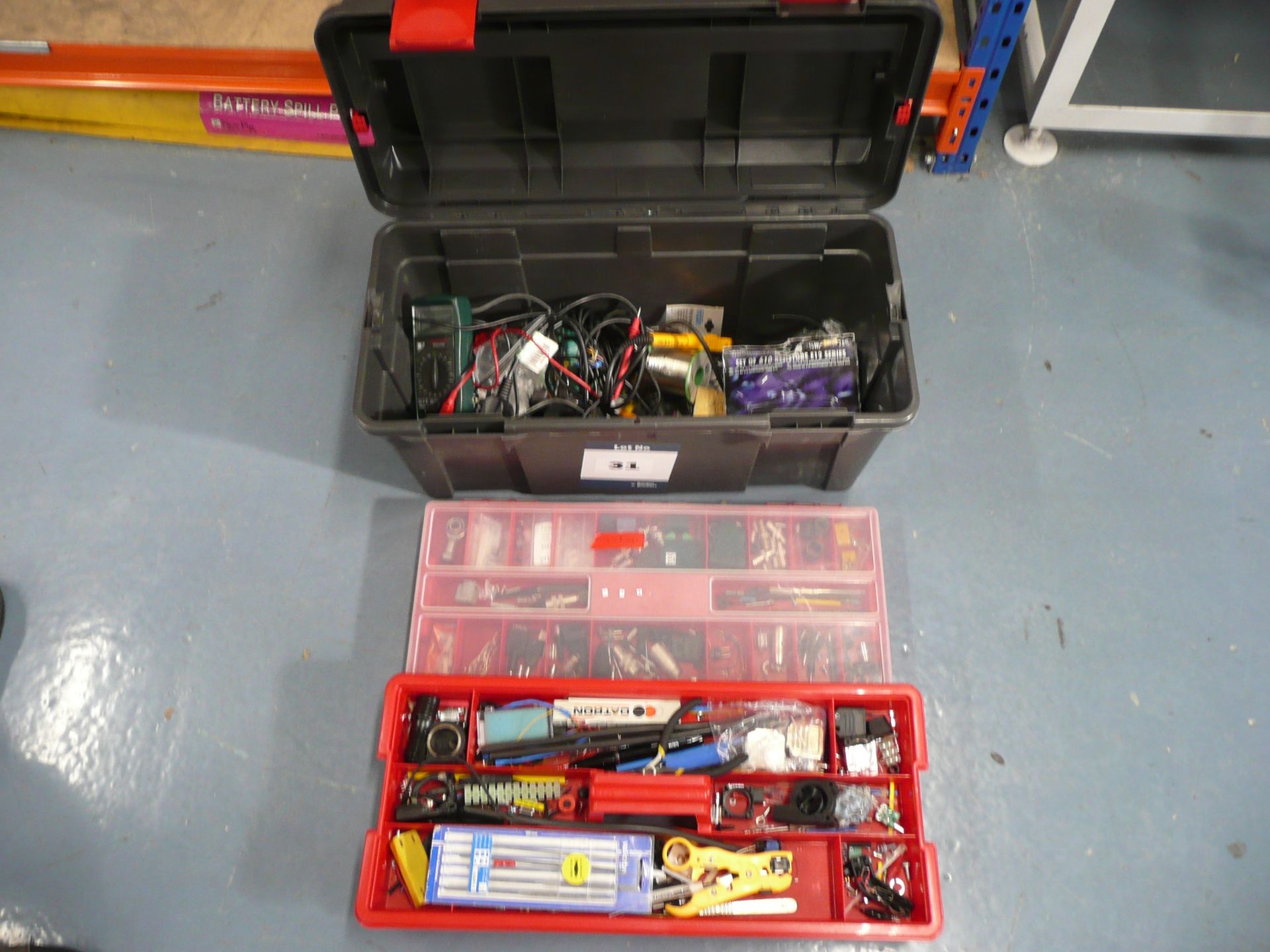 Tool box with soldering irons, de-solder cable stripper, needle files, sinometer, MS80320B