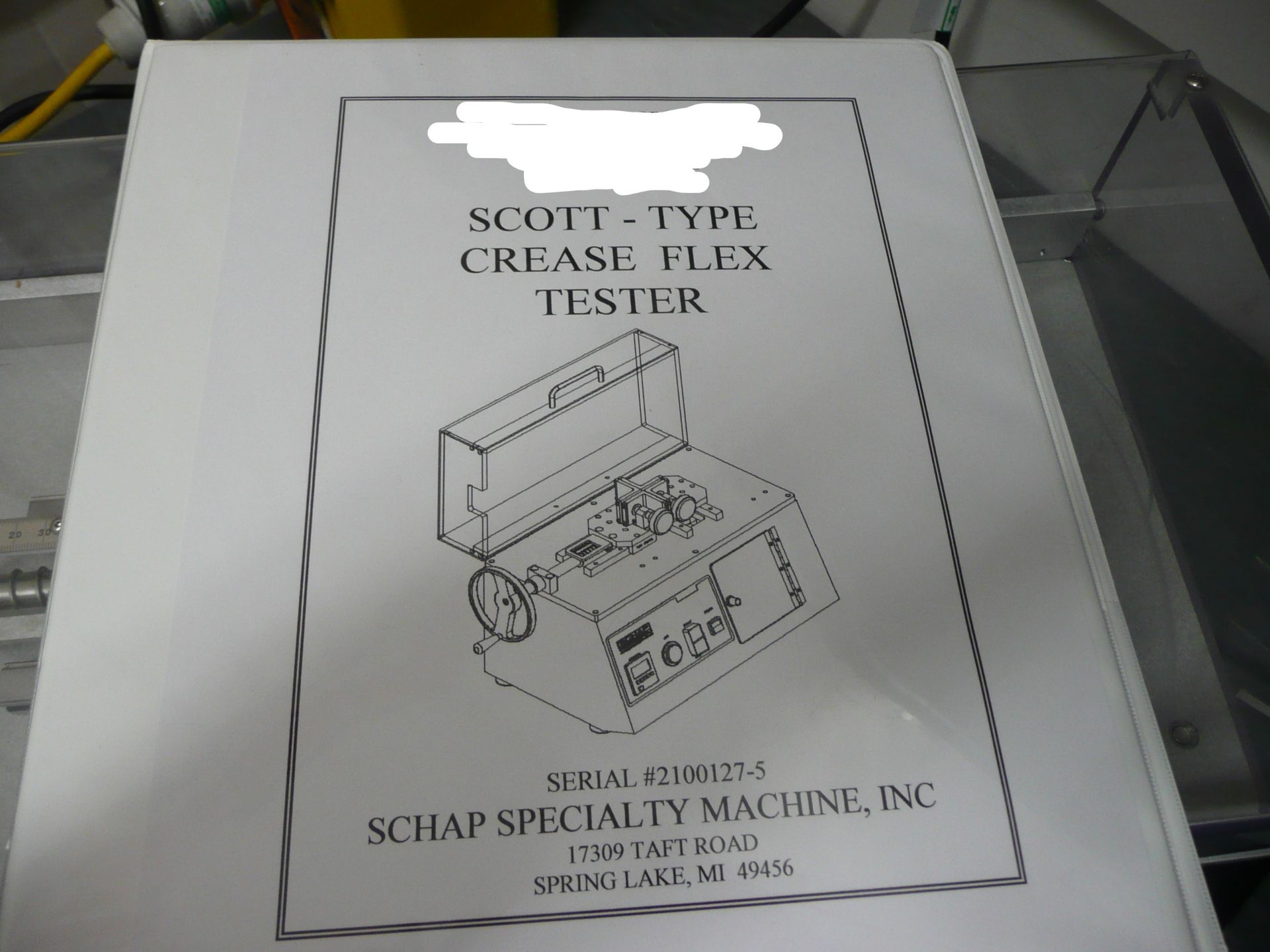 Schap Scott, Type Crease Flex tester, cycle speed pre-set at 120 cycles/minute; cycle stroke, - Image 3 of 3