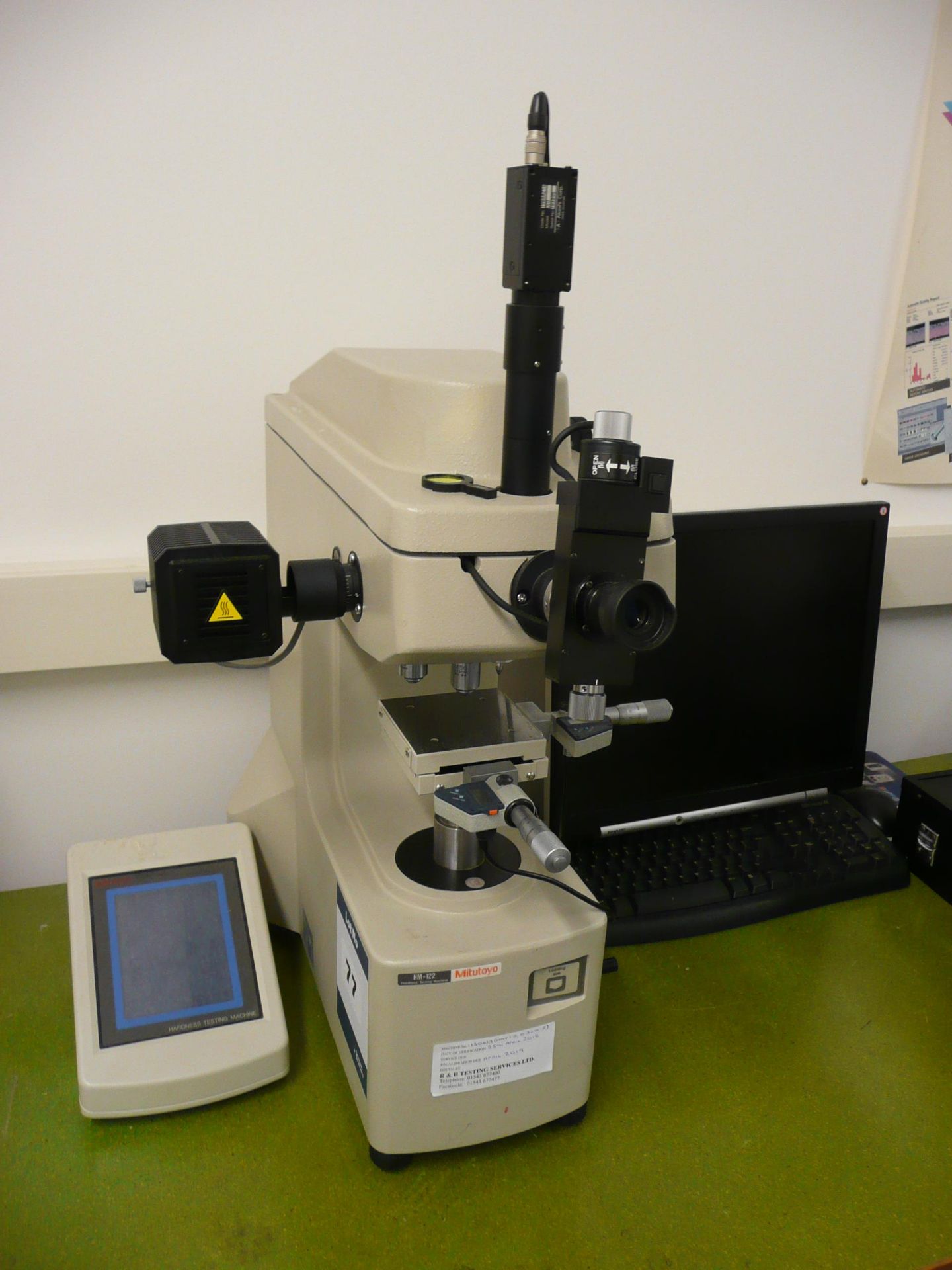 Akashi, Mitutoyo, HM-122 hardness testing inspection machine, Size 620 x 600 x 900mm, microscope