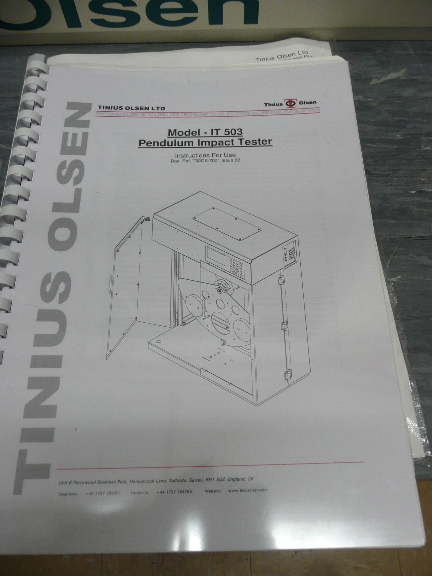 Tinius Olsen, IT 503, Pendulum impact tester Size 730 x 360 x 910mm Serial No. IT503-0073, Please - Image 4 of 4