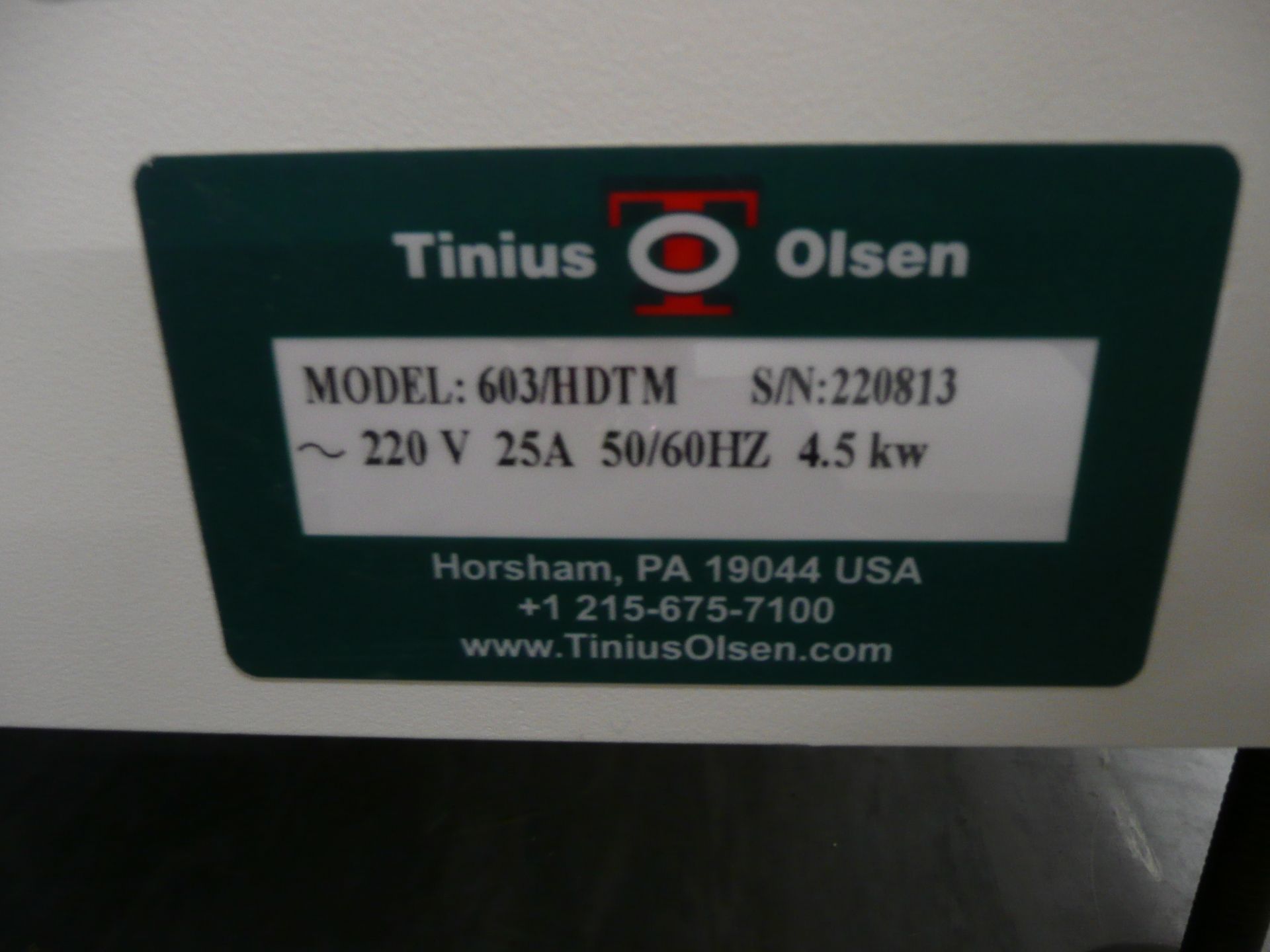 Tinius Olsen, 603/HDTM, heat deflection temperature tester, 220 volts with pendant hand control Size - Image 3 of 4