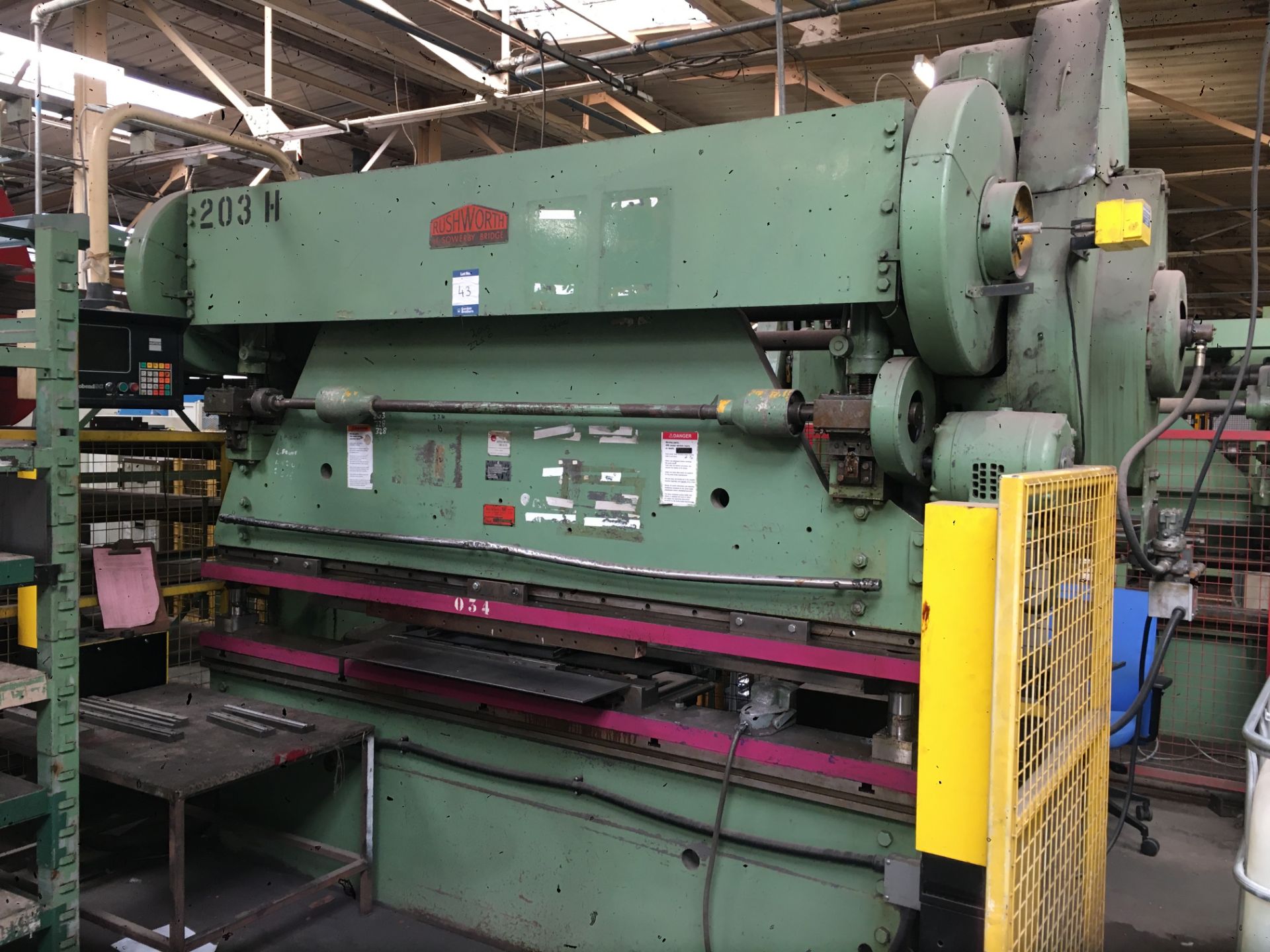 Rushworth, flywheel mechanical downstroking press brake, Serial No. 192/5644, Ref. 203H, max