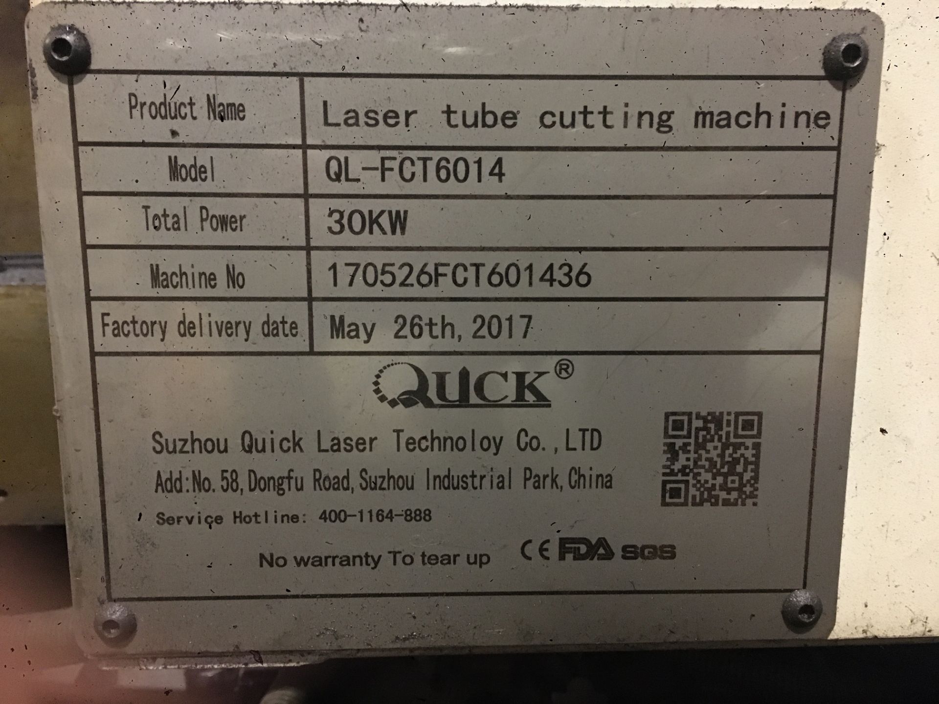 Suzhou Quick Laser Technology Co. Ltd, QL-FCT6014D 30kw laser tube cutting machine, Serial No. - Image 7 of 14