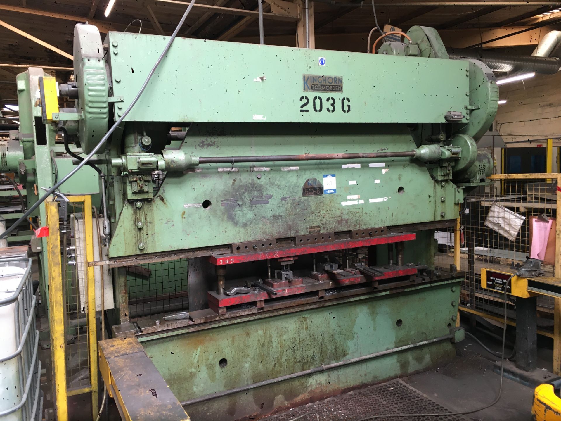 Kinghorn Todmorden, KR50-8 flywheel mechanical downstroking press brake, Machine No. 192563, Ref.