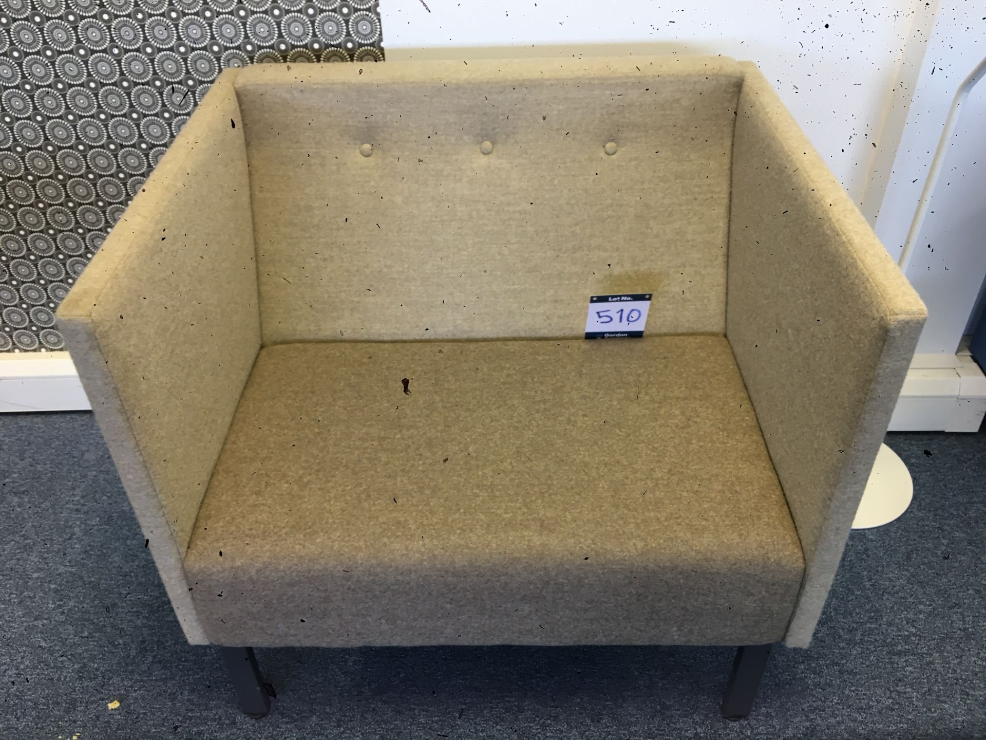 Cloth upholstered wide single seater chair ** This lot is located at The Dowlais Site, CF48 3TD **