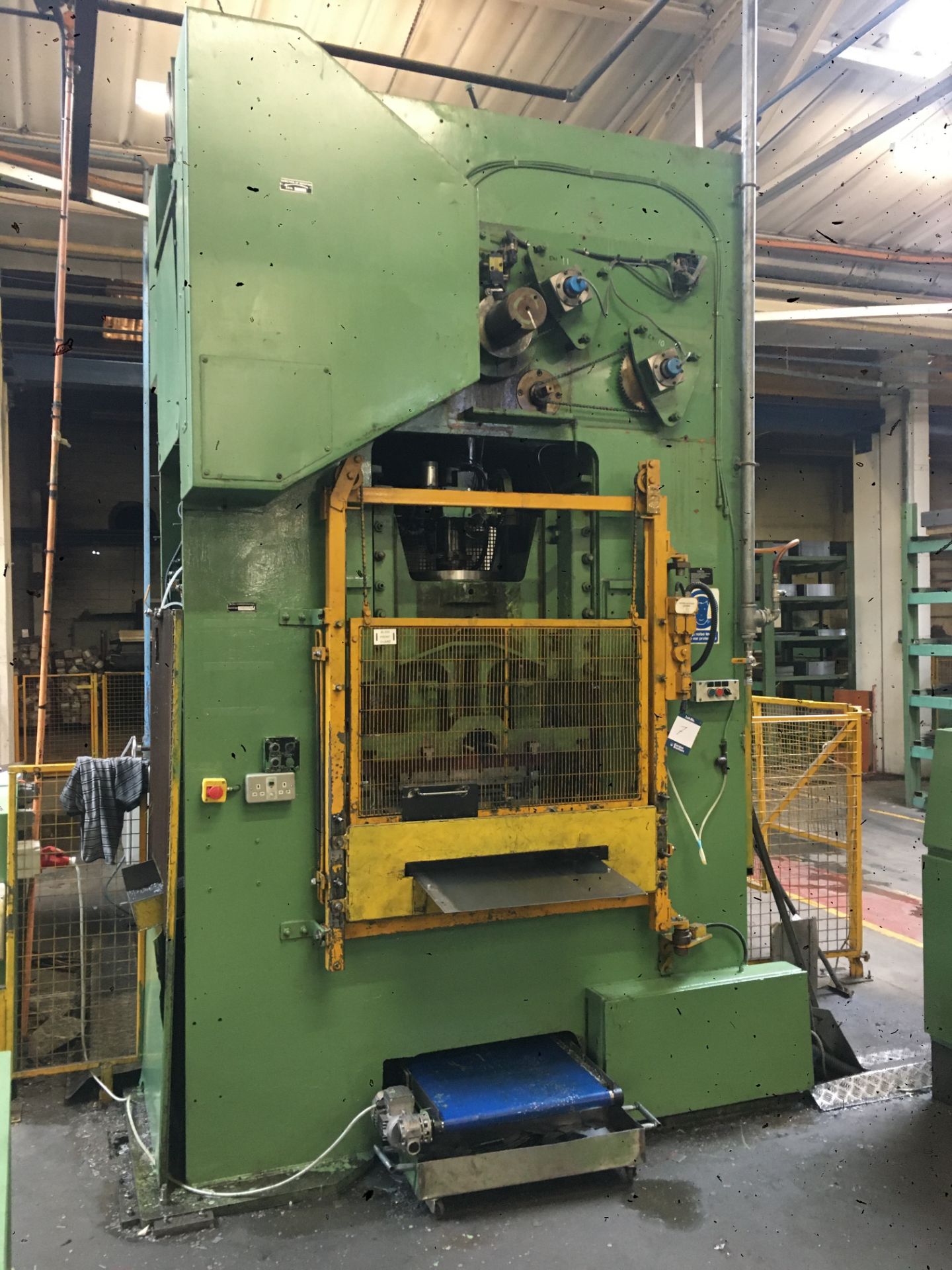 Rhodes, single ram hydraulic power press, capacity estimated 100T with off-station controls; TFT