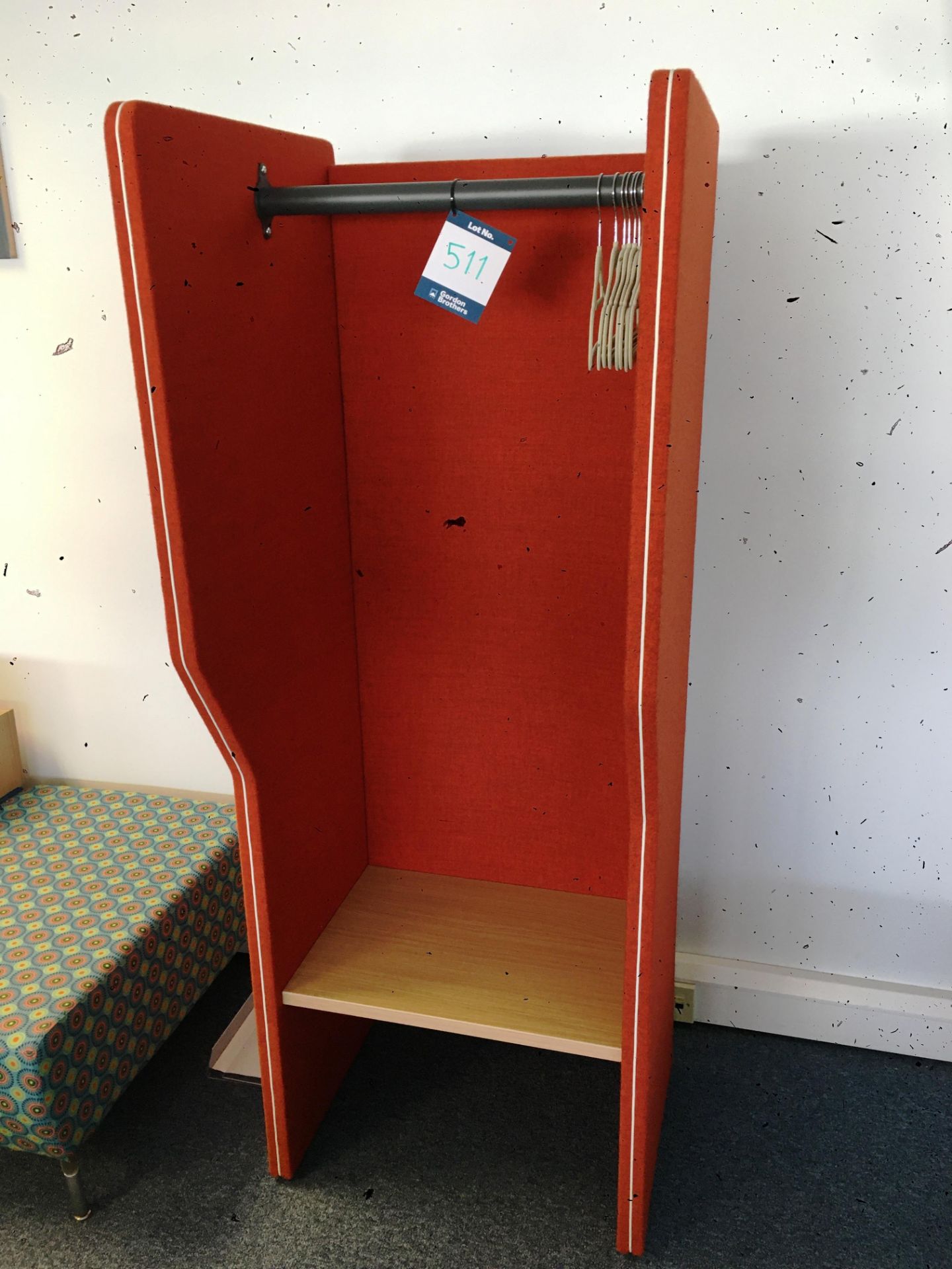 Cloth upholstered single person changing booth ** This lot is located at The Dowlais Site, CF48