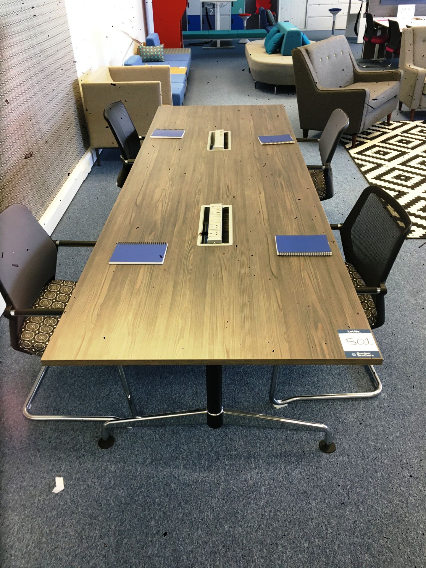 Rectangular boardroom table, L - 300cm x W - 100cm x H - 73cm with (2) integrated power points